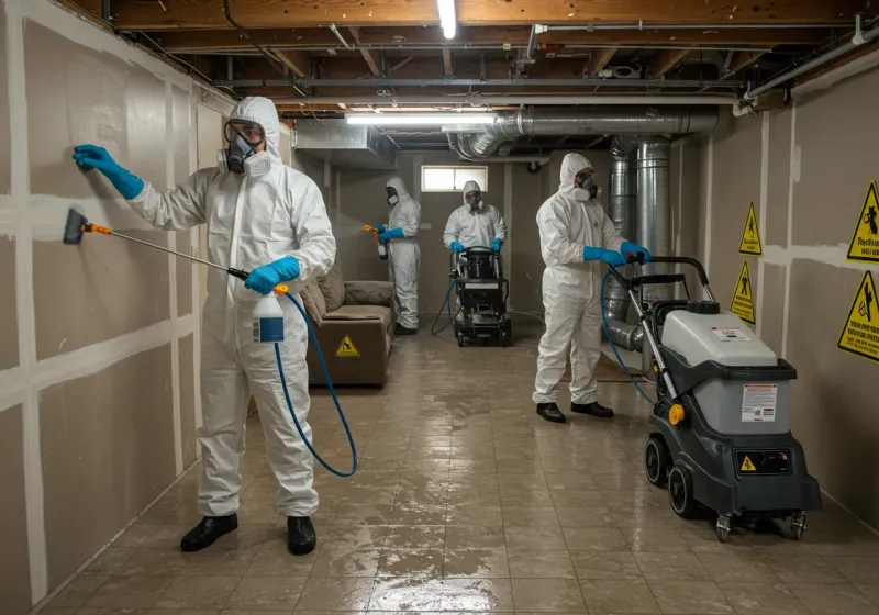 Basement Moisture Removal and Structural Drying process in Worthington, KY